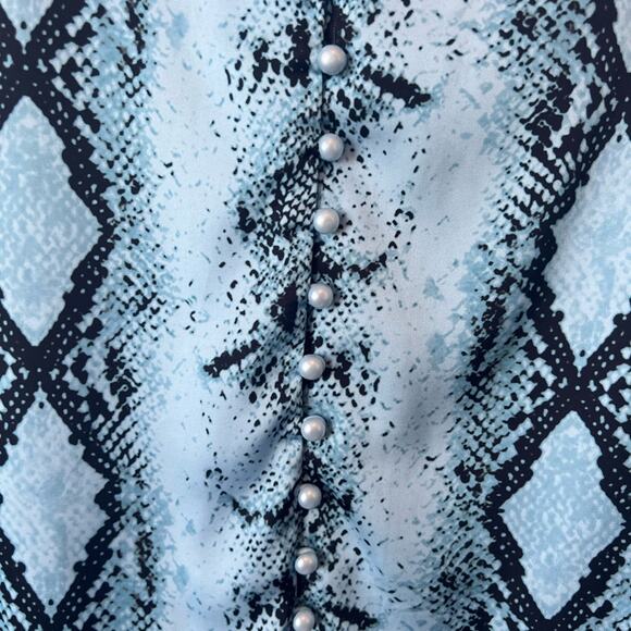 TAZAIY-WOMENS LONG SLEEVE BUTTON DOWN BLOUSE SNAKE PRINT - Picture 4 of 12